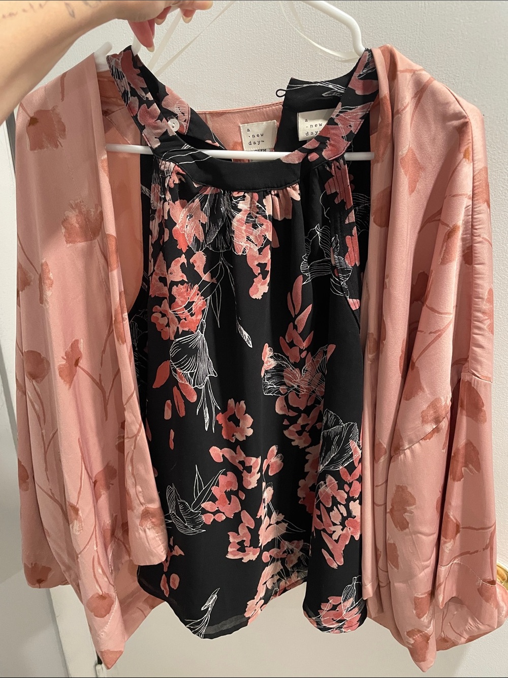 a new day bundle Black Halter Top with cardigan style kimono